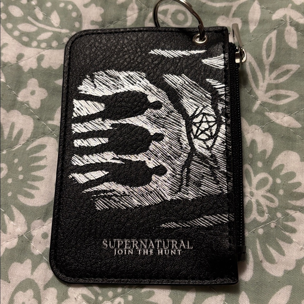 Supernatural Black and White Zippered Keychain Pouch - Picture 2 of 3